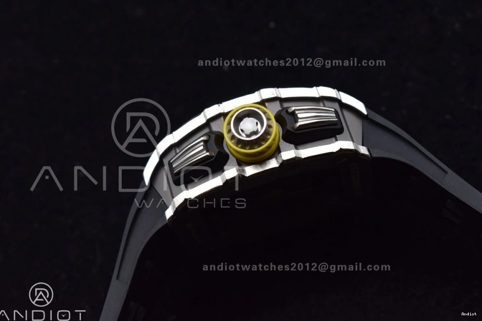 Chrono V Crystal 1:1 RM011 Strap Edition Black KVF Rubber on Black A7750 SS 1025 Functional Dial Best 0706